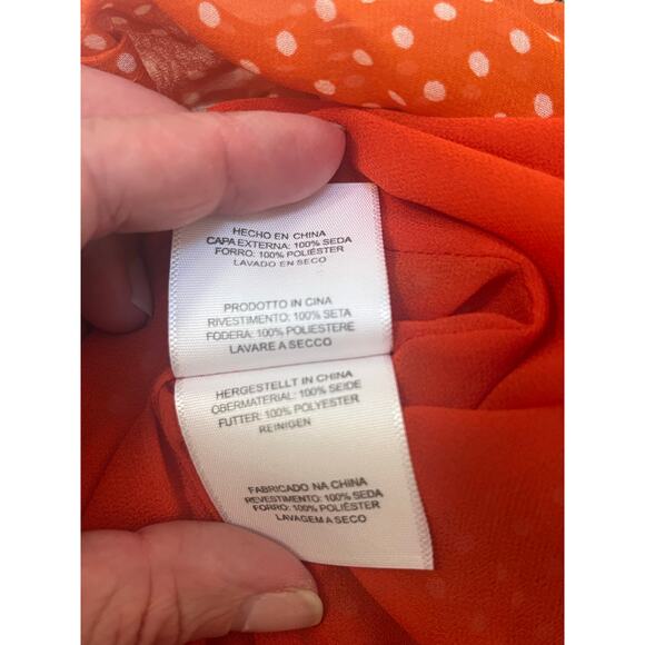 Joie Sleeveless Polka Dot Silk Blouse | Size S | Red & White Tie Neck Top - Picture 7 of 8